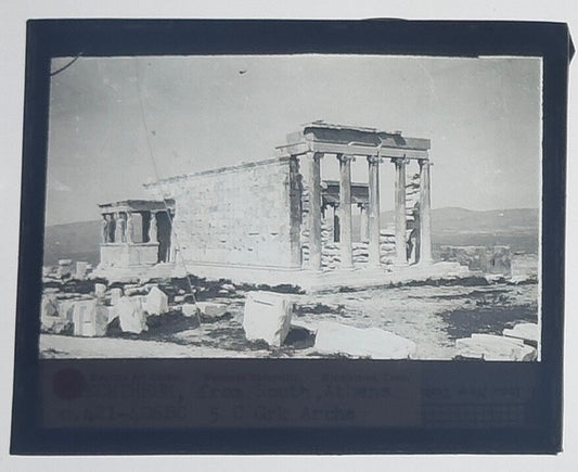 Vintage Lantern Slide Erechtheum From the South Athens 3.25x4 in