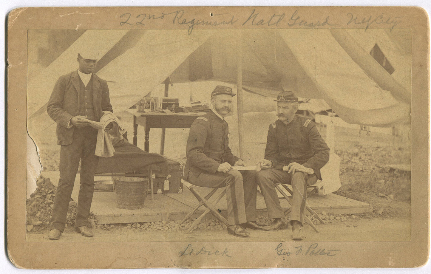 AFRICAN AMERICAN MAN W/22ND REG. NATIONAL GUARD N.Y. CABINET CARD/11X14