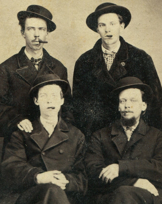 MEN IN HATS, SMOKING CIGARS. CDV.