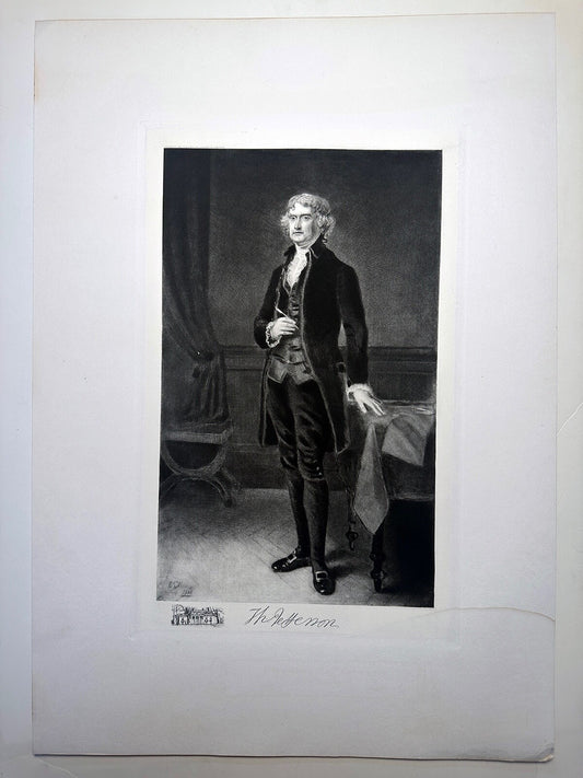 VINTAGE PHOTOGRAVURE OF THOMAS JEFFERSON OFFICIAL WHITE HOUSE GALLERY
