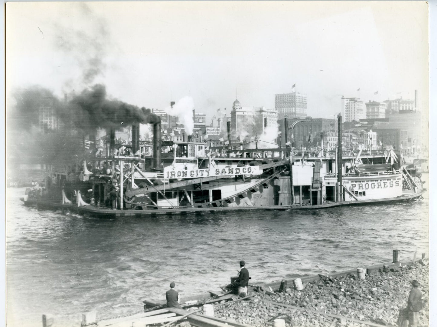 Vintage Photographs lot of 3 Pittsburgh Paddle/Steamboat on Monongahela River