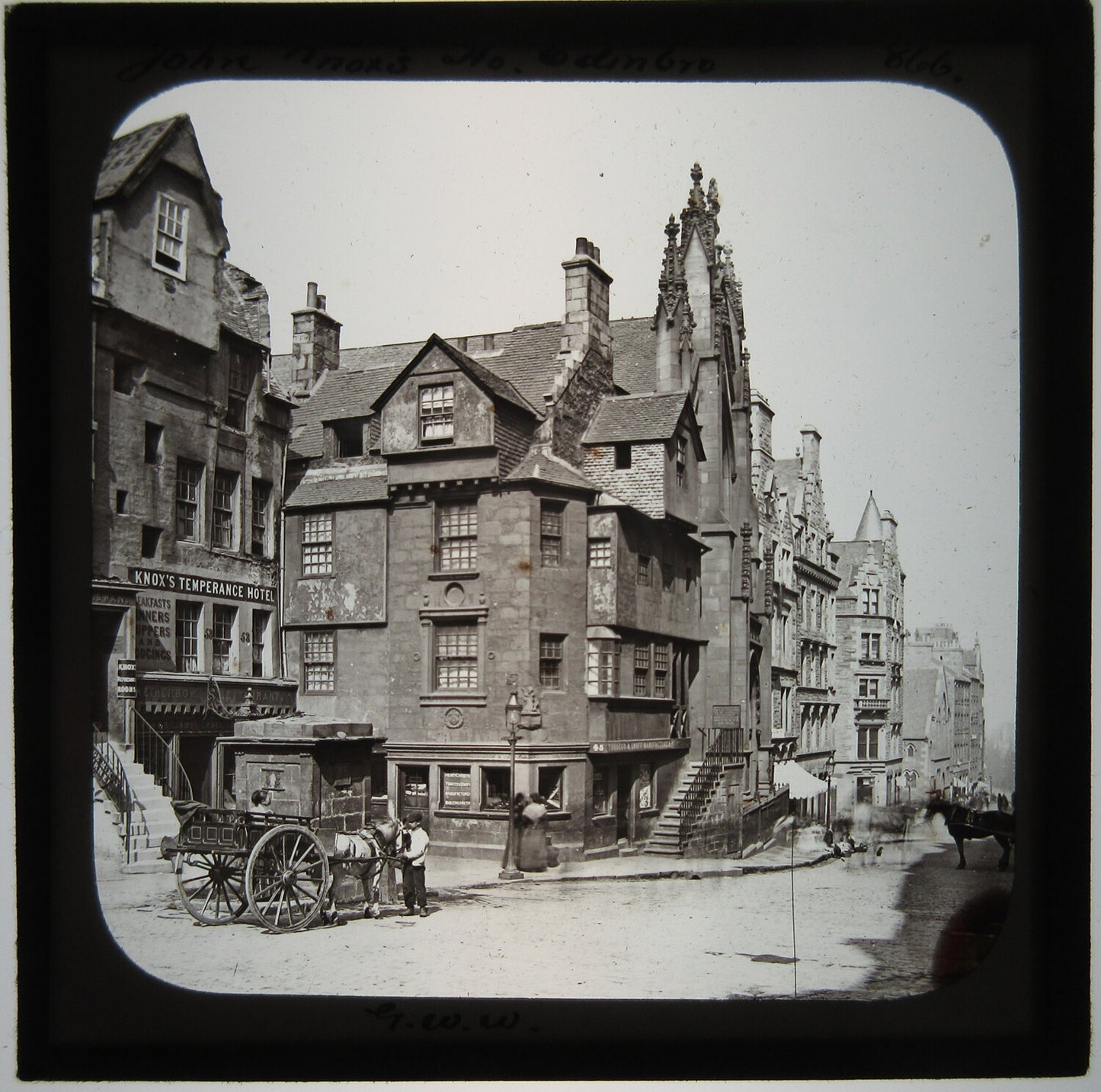 KNOX TEMPERANCE HOTEL. STREET VIEW. LANTERN SLIDE.
