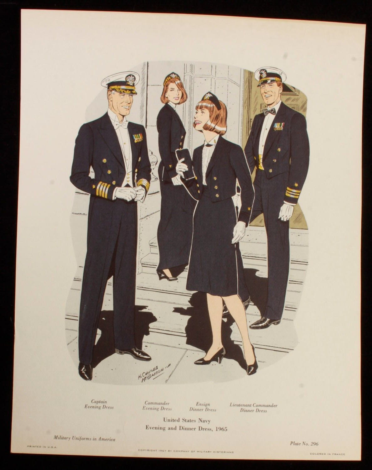 United States Navy Evening and Dinner Dress 1965 Illustration 11x14