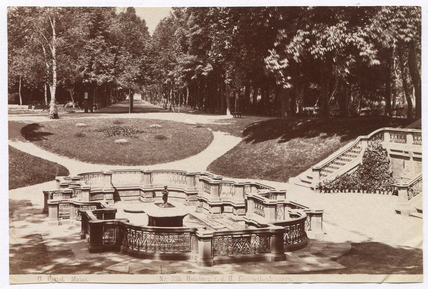 Vintage 4x6 Unmounted Albumen Photograph - Formal Garden, Early Photography,