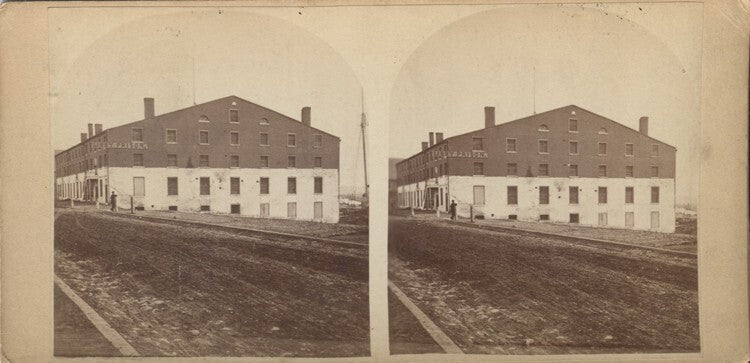 CIVIL WAR STEREOVIEW OF CONFEDERATE LIBBY PRISON, RICHMOND VIRIGINA