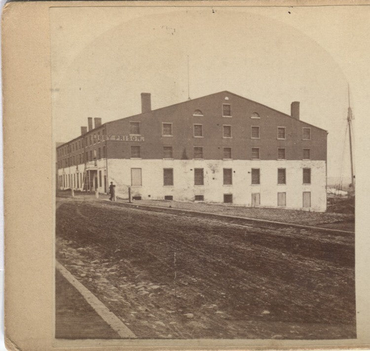 CIVIL WAR STEREOVIEW OF CONFEDERATE LIBBY PRISON, RICHMOND VIRIGINA
