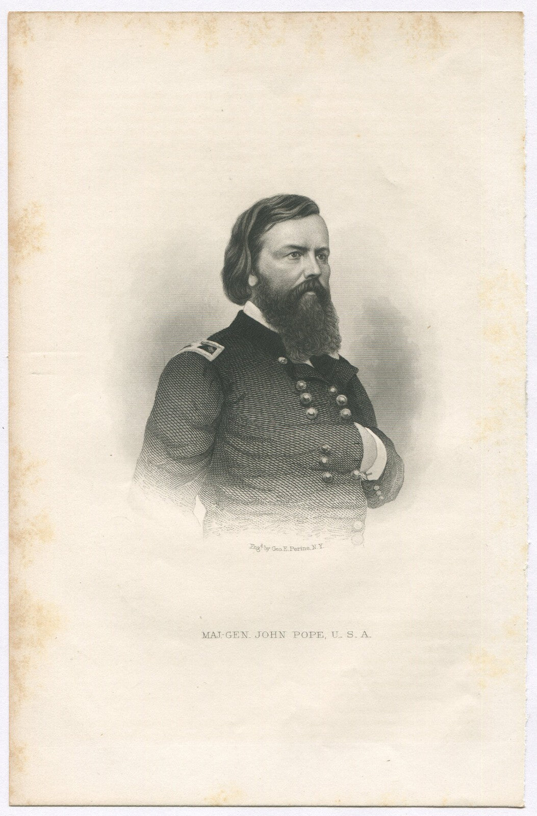 MAJ.GEN.JOHN POPE,USA. LITHOGRAPH 9.5X6.25 INCHES.