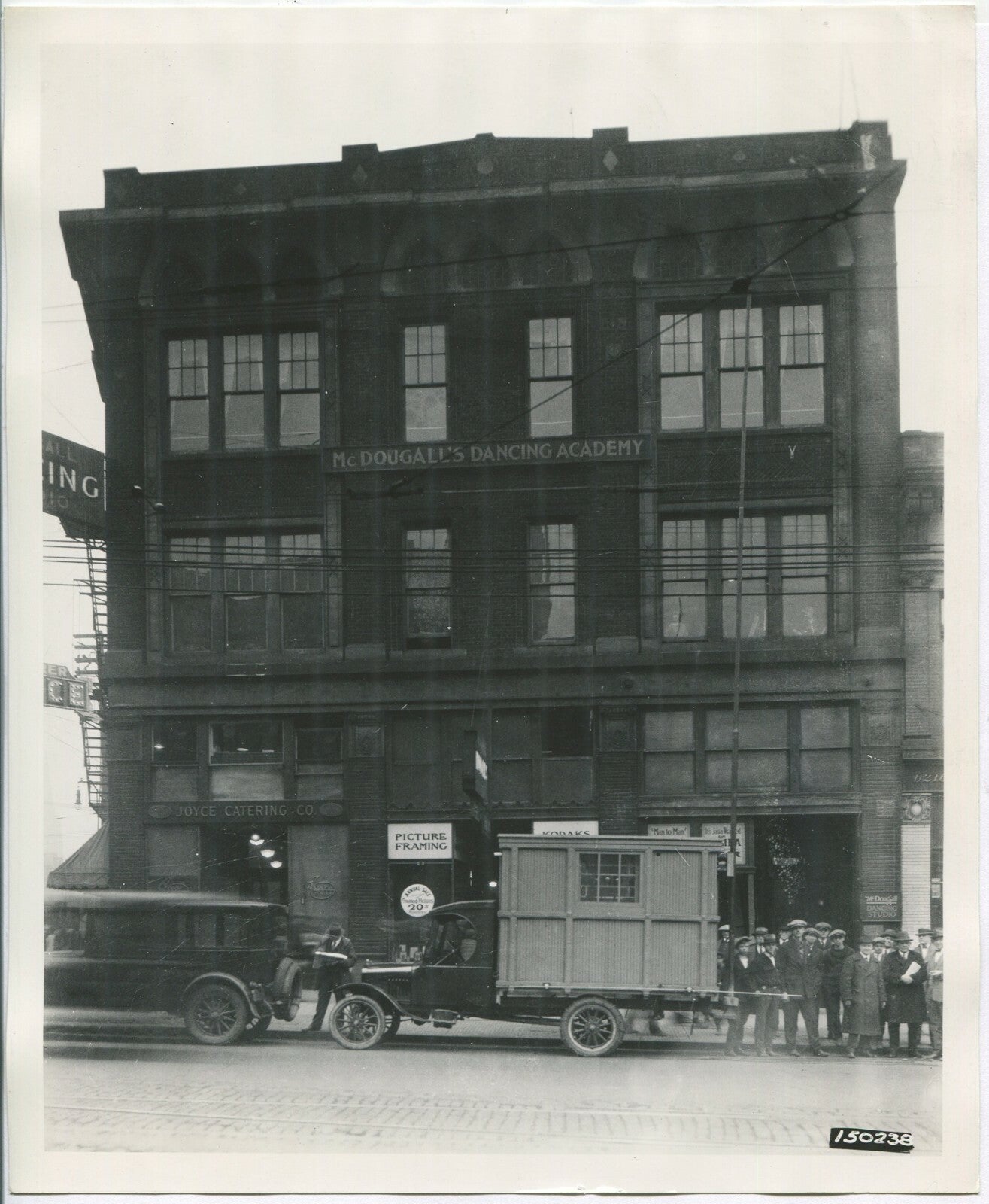 ARCHITECTURAL, BUILDING, EARLY MODEL TRUCKS. BLACK AND WHITE SILVER PRINT 8 X 10