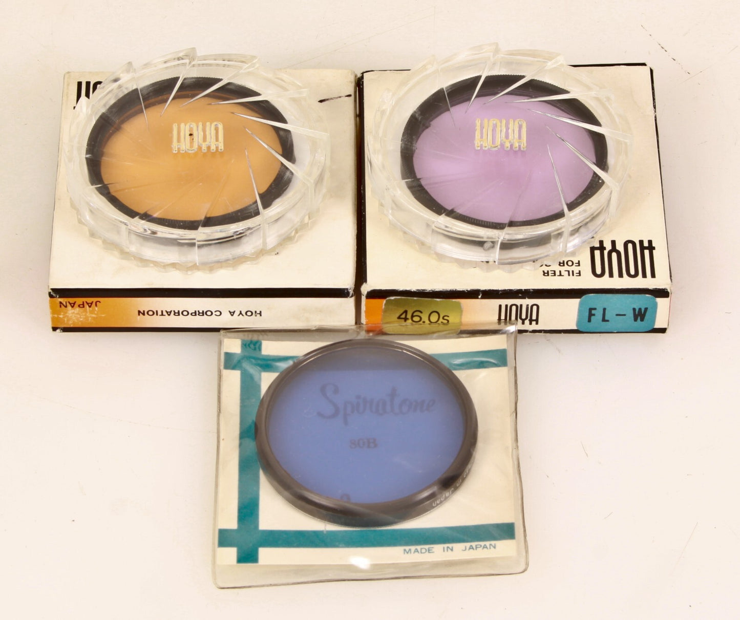 Lot of 3 46/48mm Lens Filters w/ Cases