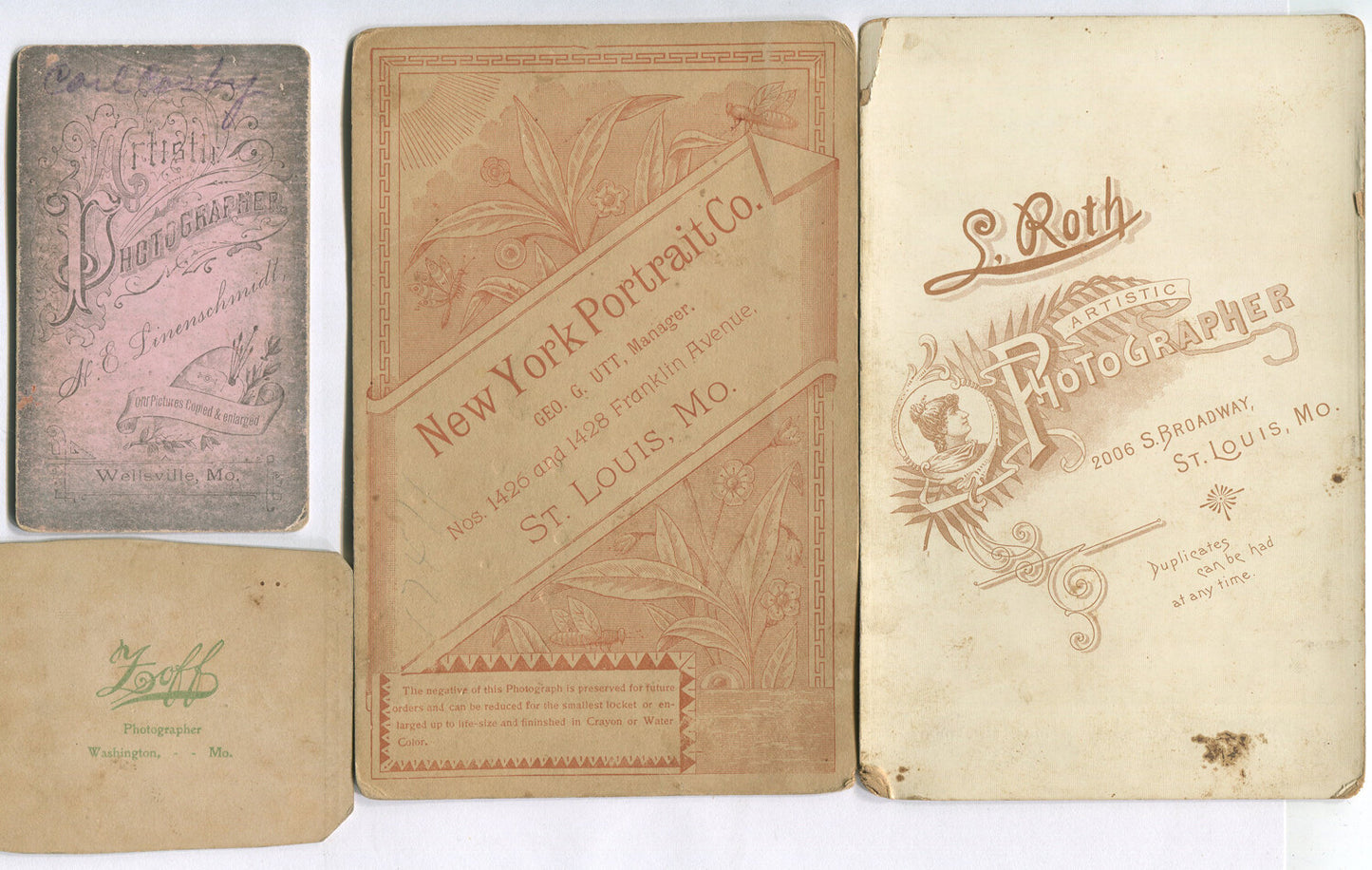 FAMILY PHOTOS, WEDDING, BABY IN MOHAWK HAIR. 4 SET CABINET CARD/CDV.