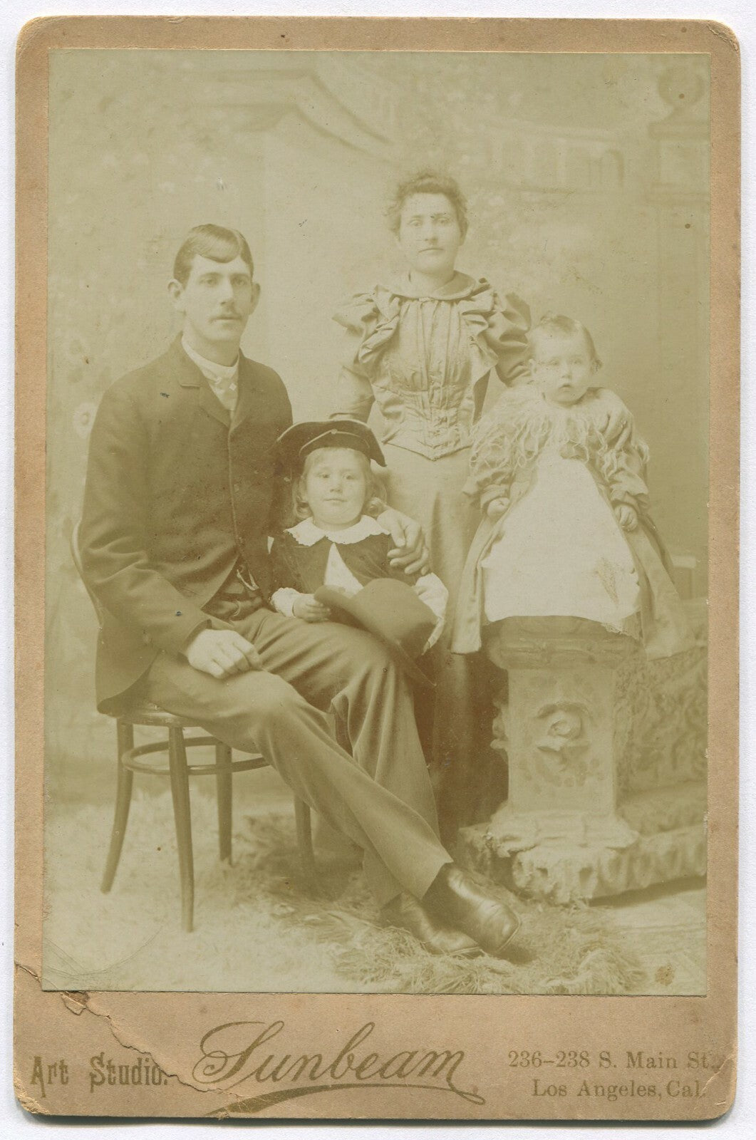 Vintage Cabinet Card Photo, Family Portrait, Impish Child with Hats, LA