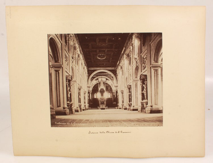ALBUMEN PHOTOS OF COLOSSAL NILE STATUE & INTERIOR CHIESA DI SAN GIOVANNI