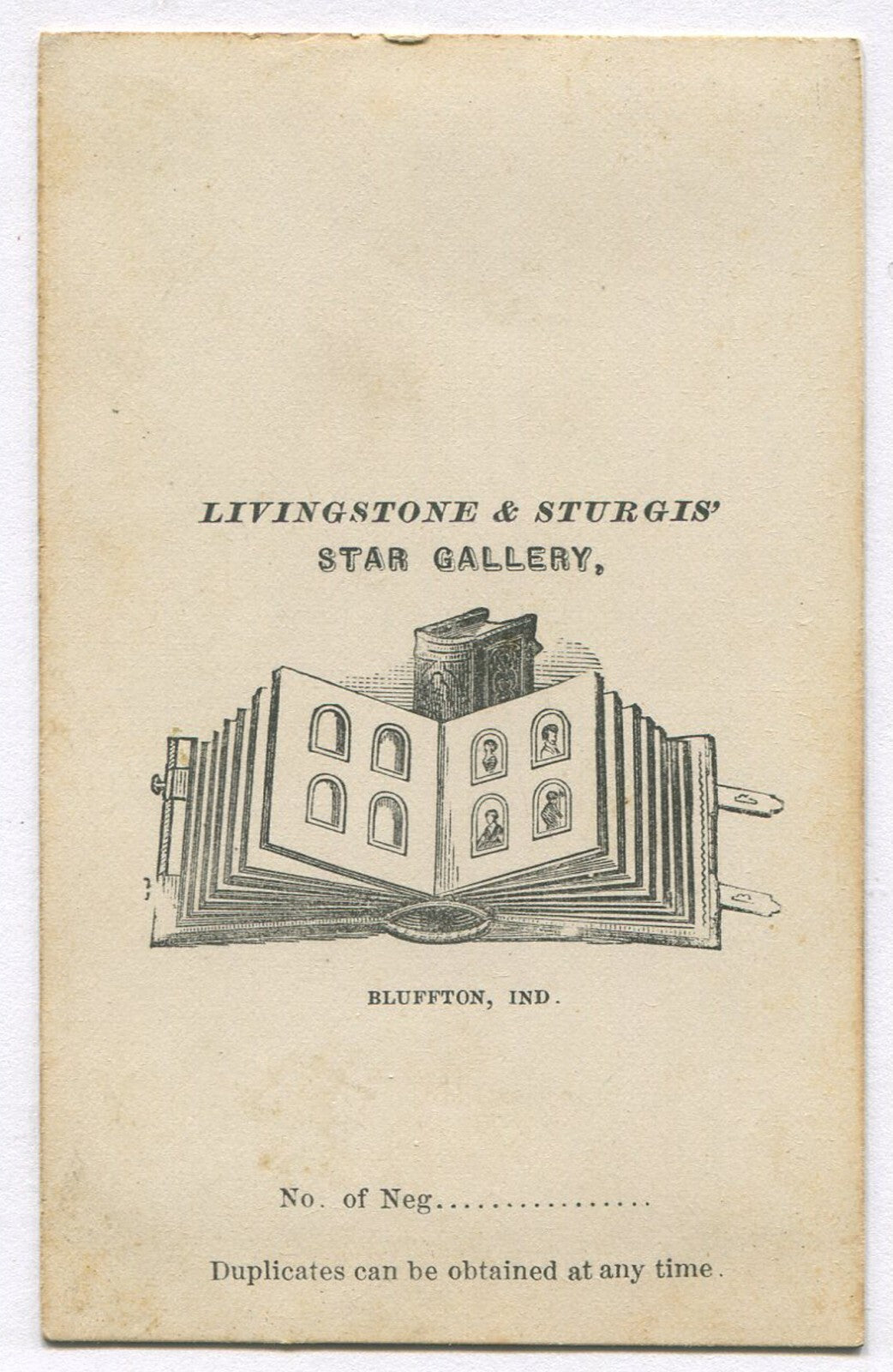 LONG FACED, BEARDED MAN. GREAT MAKER MARK BACK OF PHOTO ALBUM. CDV. BLUFFTON,IND
