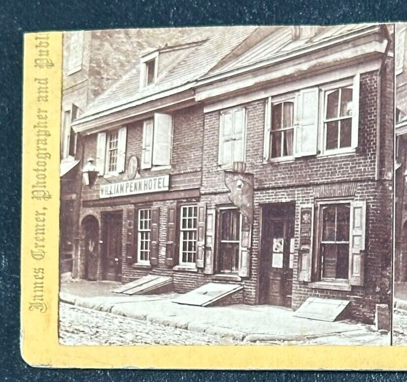 Vintage Stereoview Card: ���Penn's House, Letitia Court, Philadelphia ���
