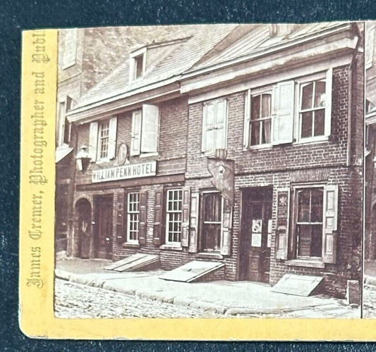 Vintage Stereoview Card: ���Penn's House, Letitia Court, Philadelphia ���