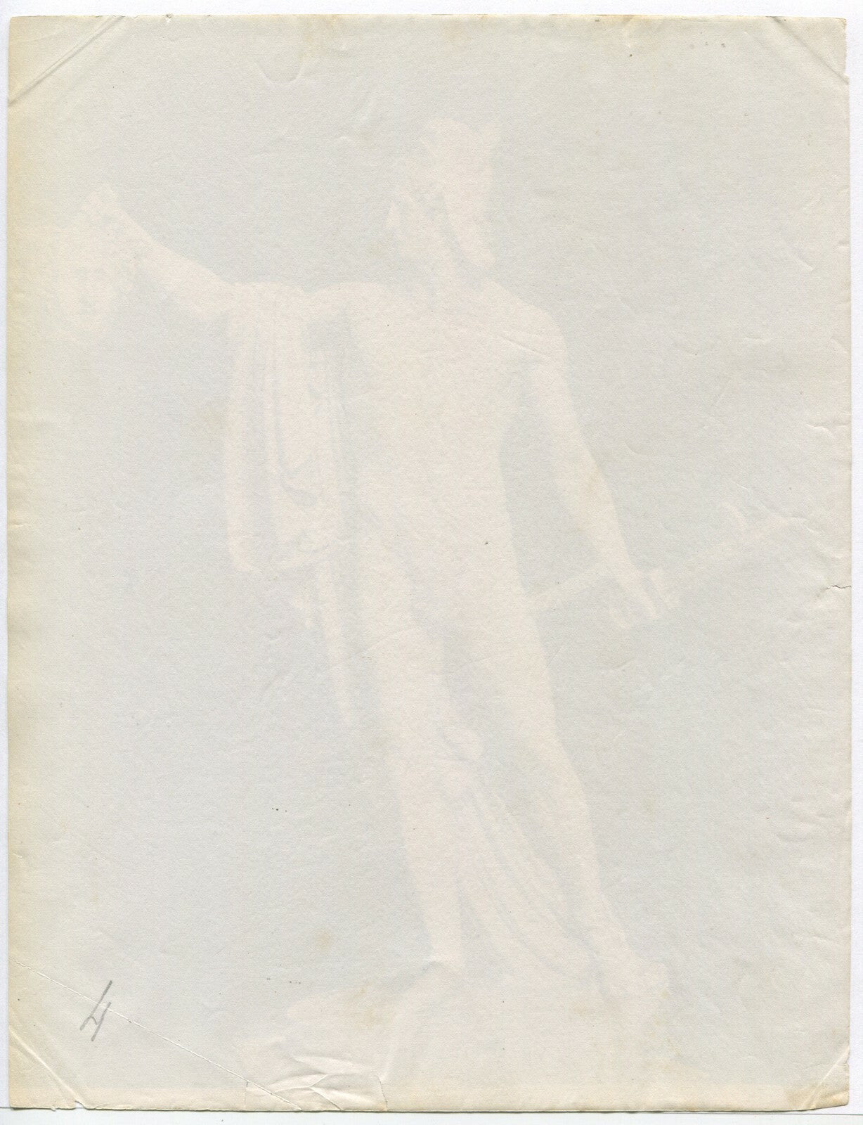 SCULPTURE OF FIGURE HOLDING DECAPITATED HEAD. YIKES. UNMOUNTED ALBUMEN.