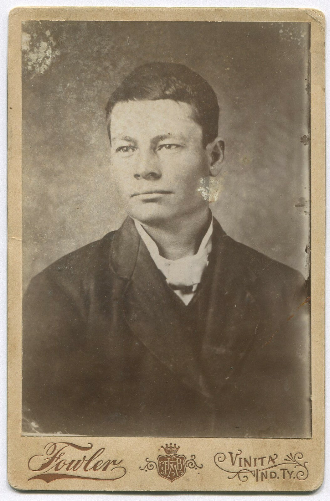 Vintage Handsome Man Cabinet Card Photo Indian Territory 1880s