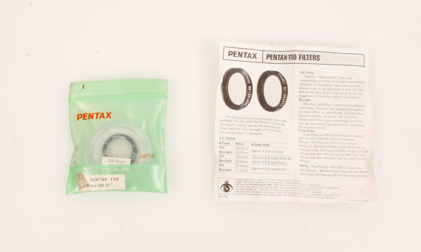 Pentax 110 Filter 25.5 UV