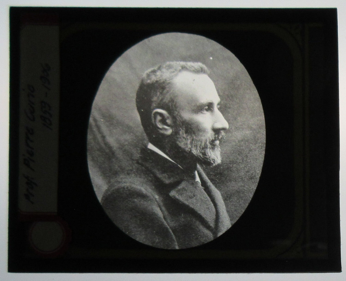 Vintage Pierre Curie Portrait - Photo on Glass Lantern Slide, Original Scientific Memorabilia