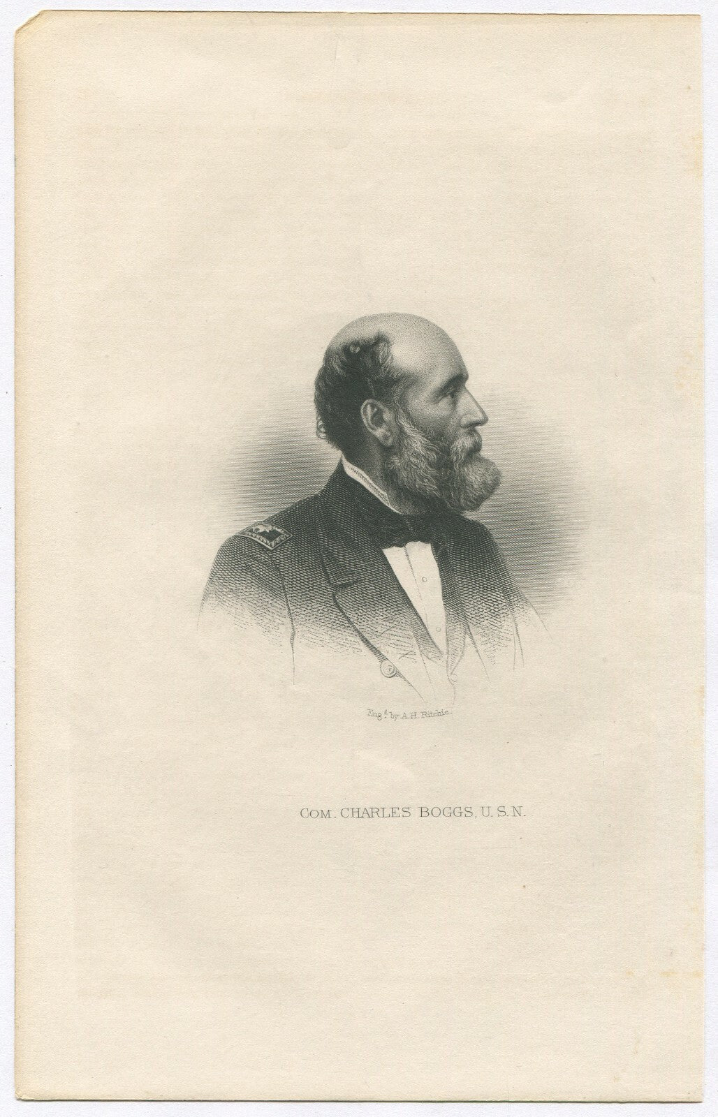 COM. CHARLES BOGGS, USN, USA. LITHOGRAPH 9.5X6 INCHES.