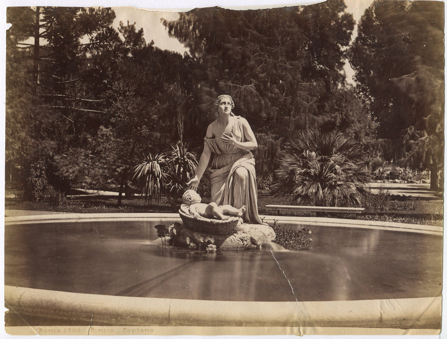 THE MOSES STORY DEPICTED AT FOUNTAIN STATUE. ROME. UNMOUNTED ALBUMEN.