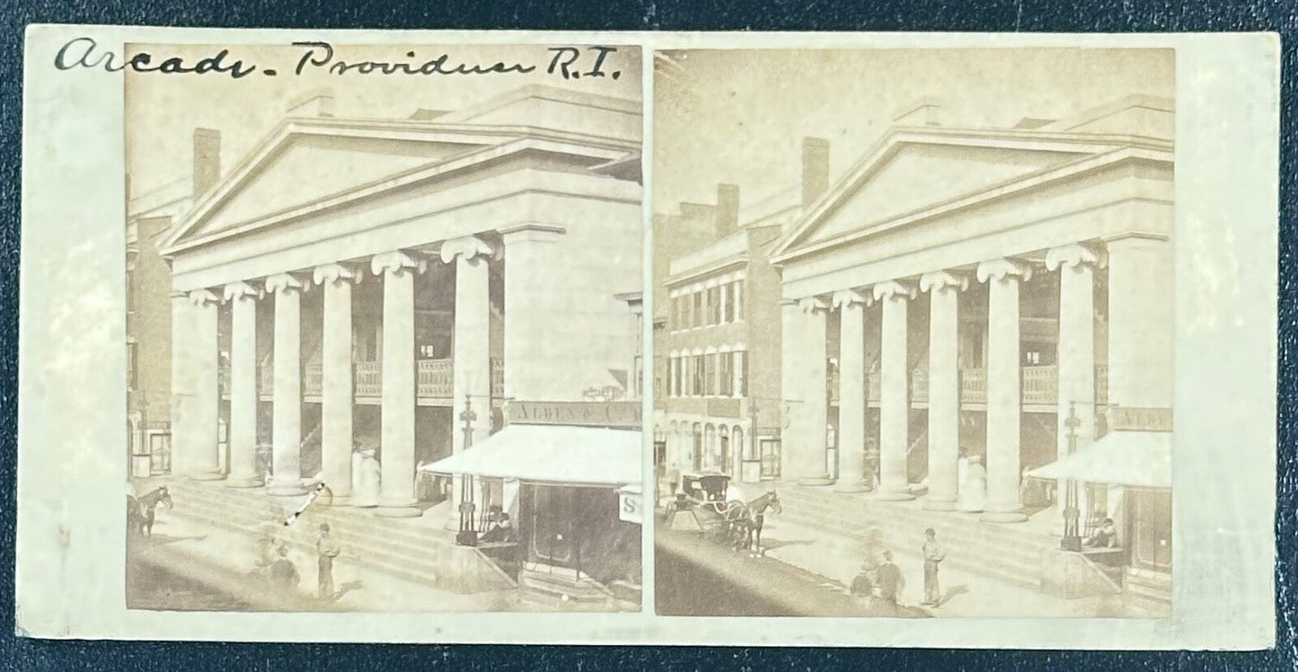 Vintage Stereoview Card Arcade Providence RI - 3.5x7 Double-Image Stereo Photo for Wall Art