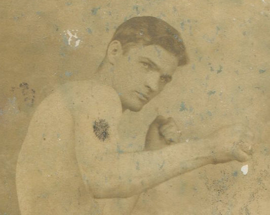 BOXER IN CLASSIC POSE. 4X6 TONED B&W.