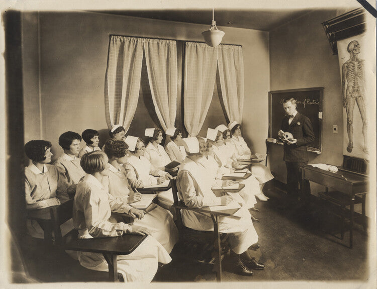 PHOTOS OF ROSELAND COMMUNITY HOSPITAL W/ NURSES LOUNGING & LEARNING - SET OF TWO