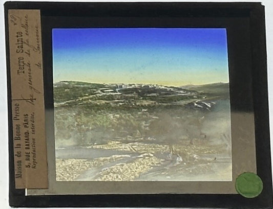 VINTAGE LANTERN SLIDE "Terre Sainte" Date Grove Jerusalem  3.25X4IN