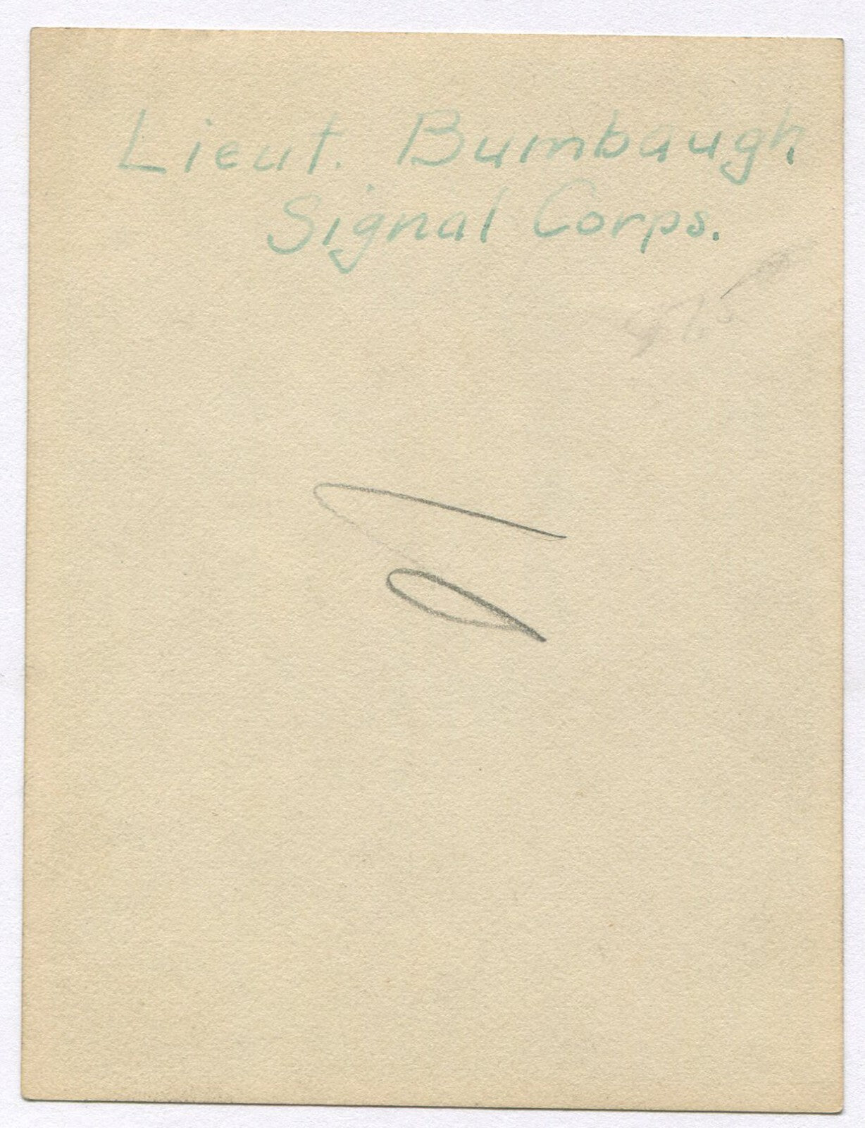 U.S. LIEUT BUMBAUGH, U.S. SIGNAL CORPS. 1900-20. 4X3 B&W.