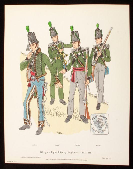 Glengary Light Infantry Regiment 1812-1816 Illustration 11x14