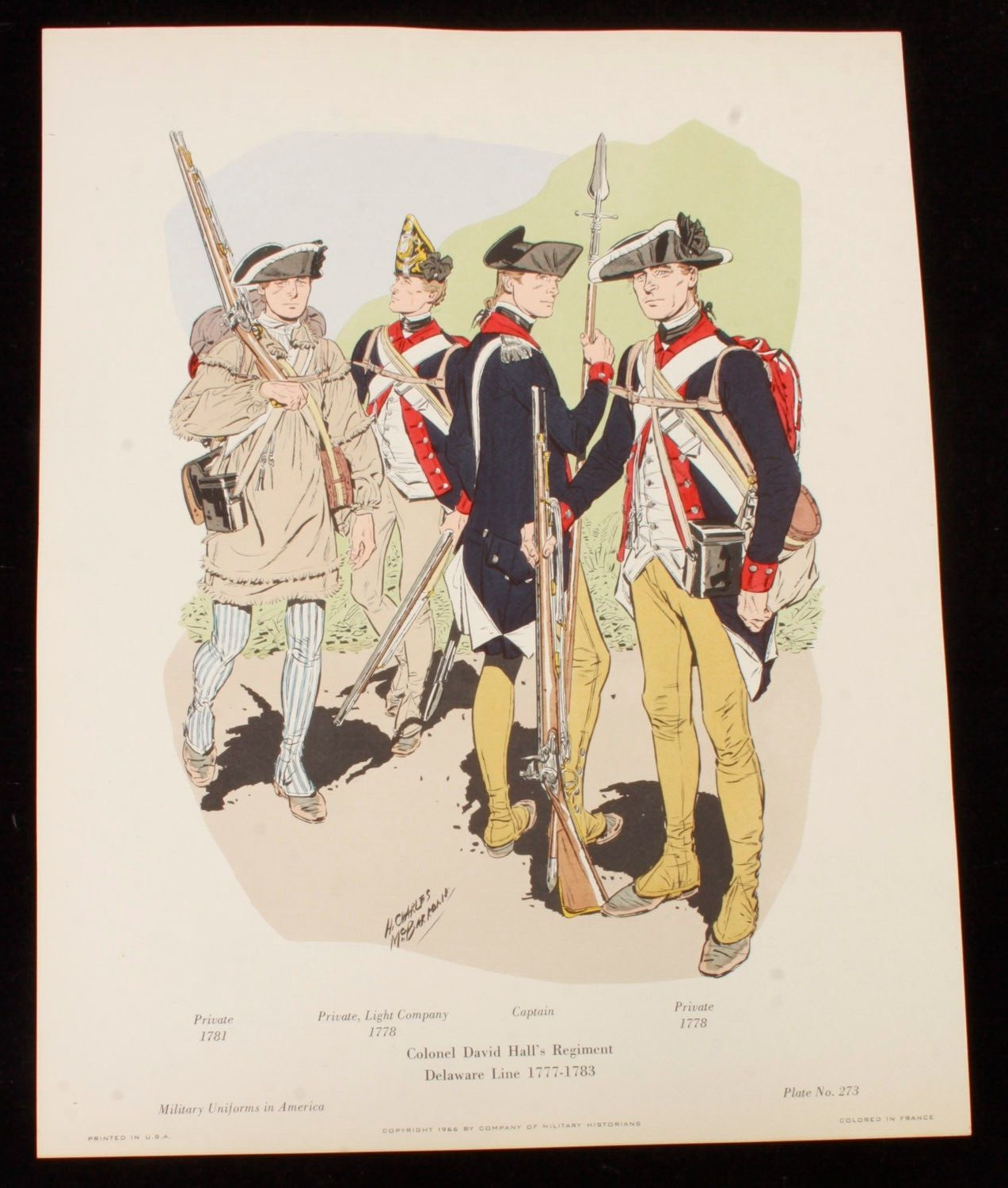 Colonel David Halls Regiment Delaware Line 1777-1783 Illustration 11x14