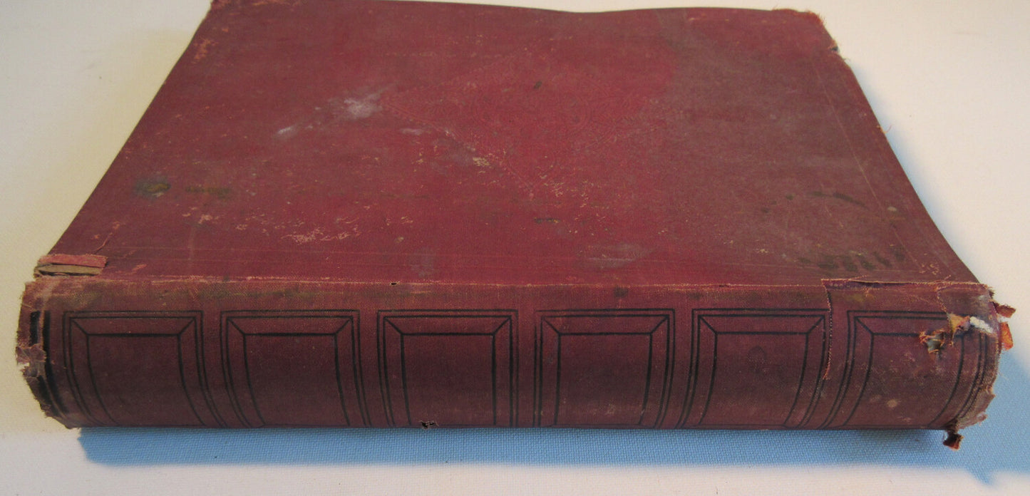 ANTIQUE PHOTO ALBUM, DISTRESSED PRESENTATION. PAGES SLIT TO HOLD 8X10 PHOTOS.