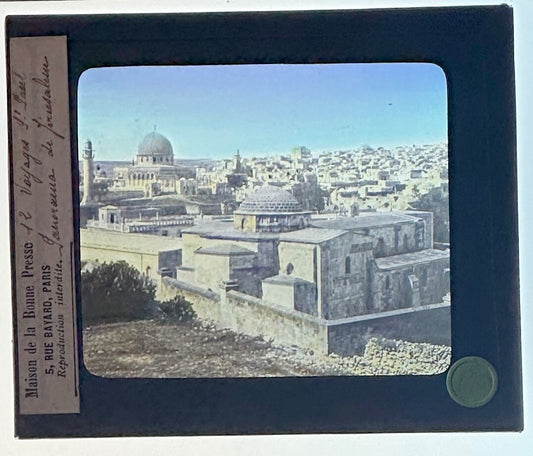VINTAGE LANTERN SLIDE "Terre Sainte" Jerusalem 3.25X4IN