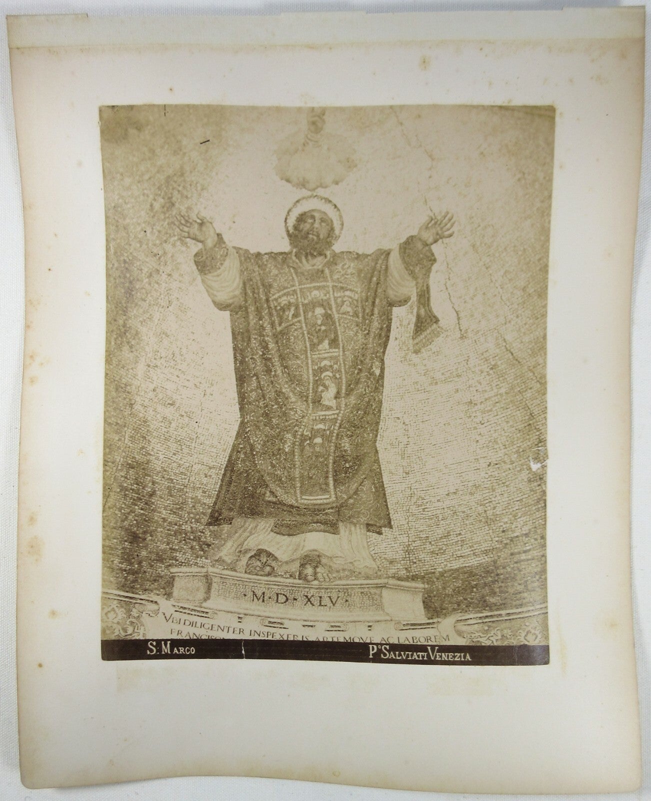 vintage mosaic S. Marco/Chiesa S. Marco Interior Photo, 8x10 Albumen on both sides of 11x13.5 page, authentic