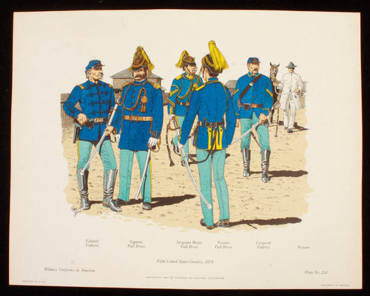 Fifth United States Cavalry 1874 Illustration 11x14