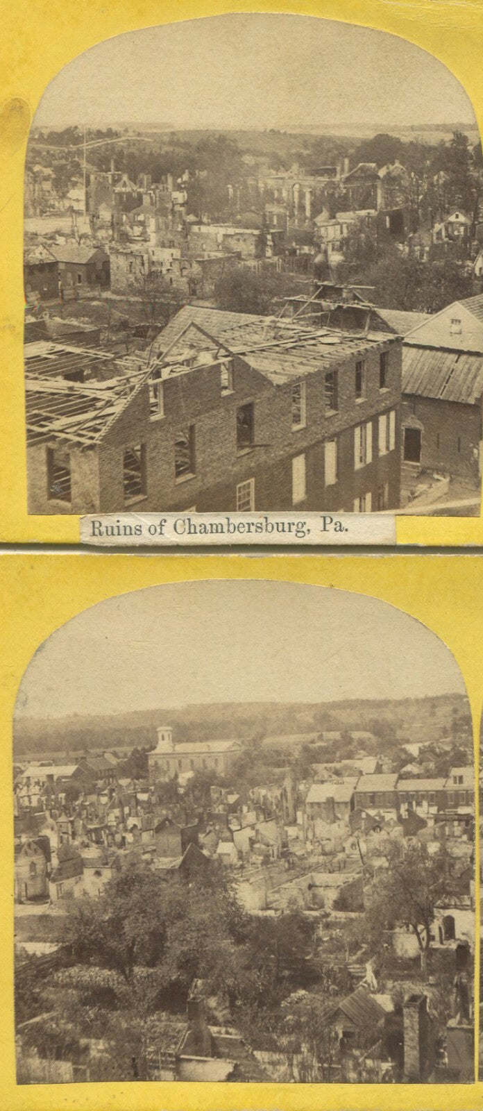 CIVIL WAR STEREOVIEW. RUINS OF CHAMBERSBURG, PA. 2 SET.  RARE