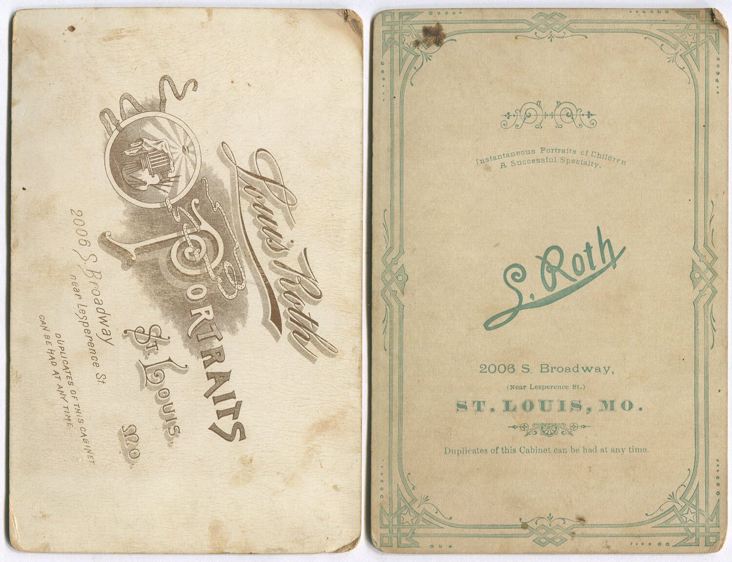 Vintage cabinet card: Husband & Wife Portrait, St. Louis MO, 2-set photograph, collectible
