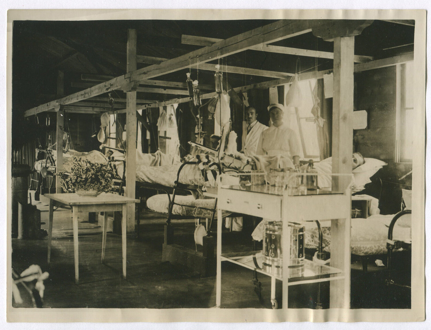 Vintage WWI British Base Hospital Photo of Wounded Troops on the Western Front,
