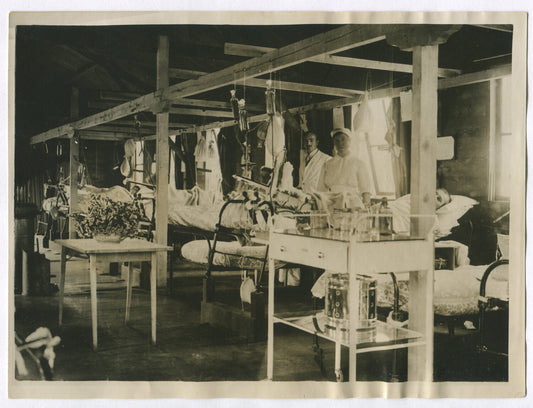 Vintage WWI British Base Hospital Photo of Wounded Troops on the Western Front,
