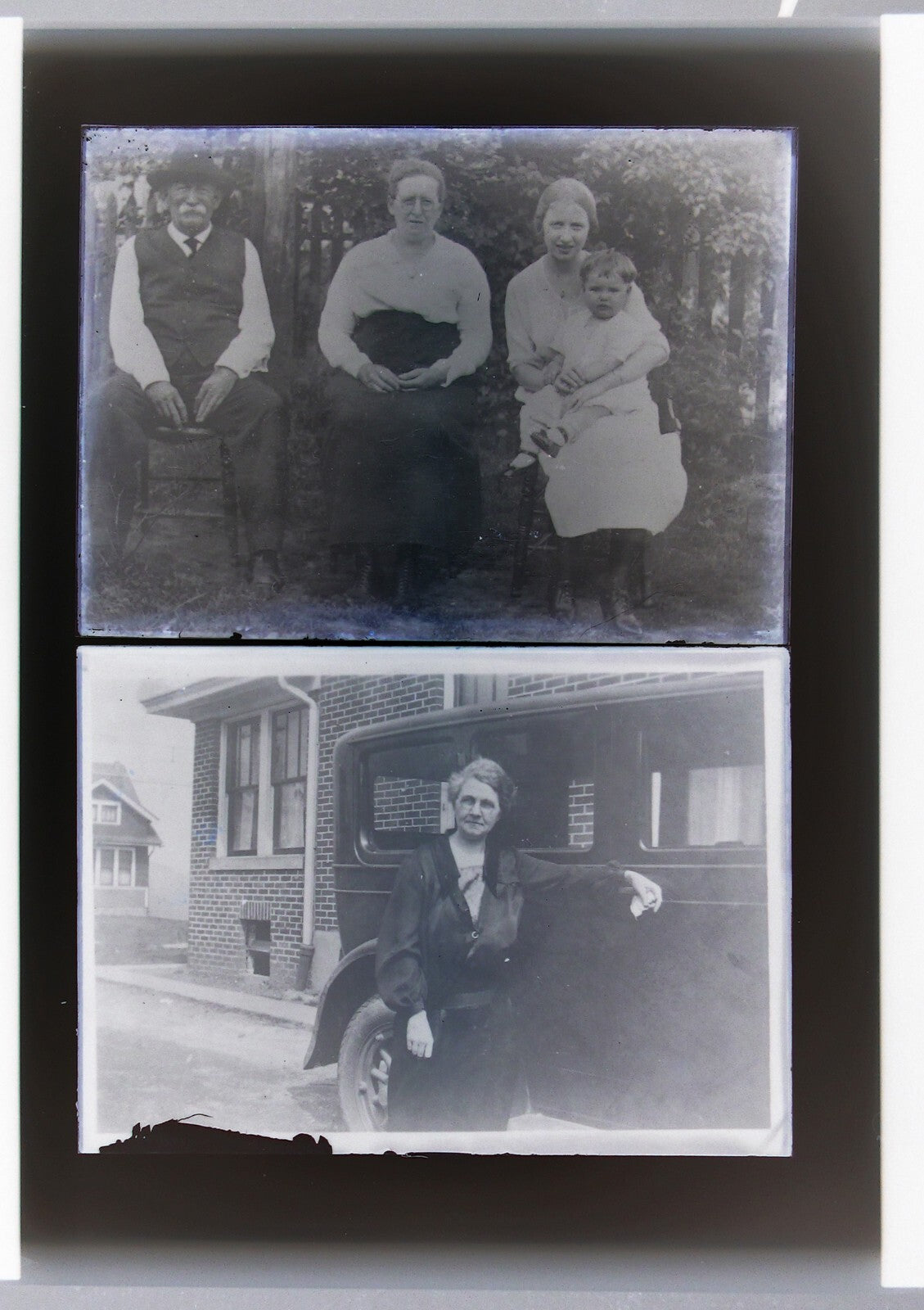 AMERICAN LIFE, HOME, AUTO, SCHOOL AND FAMILY. 5X7 GLASS NEGATIVES. 5 SET.