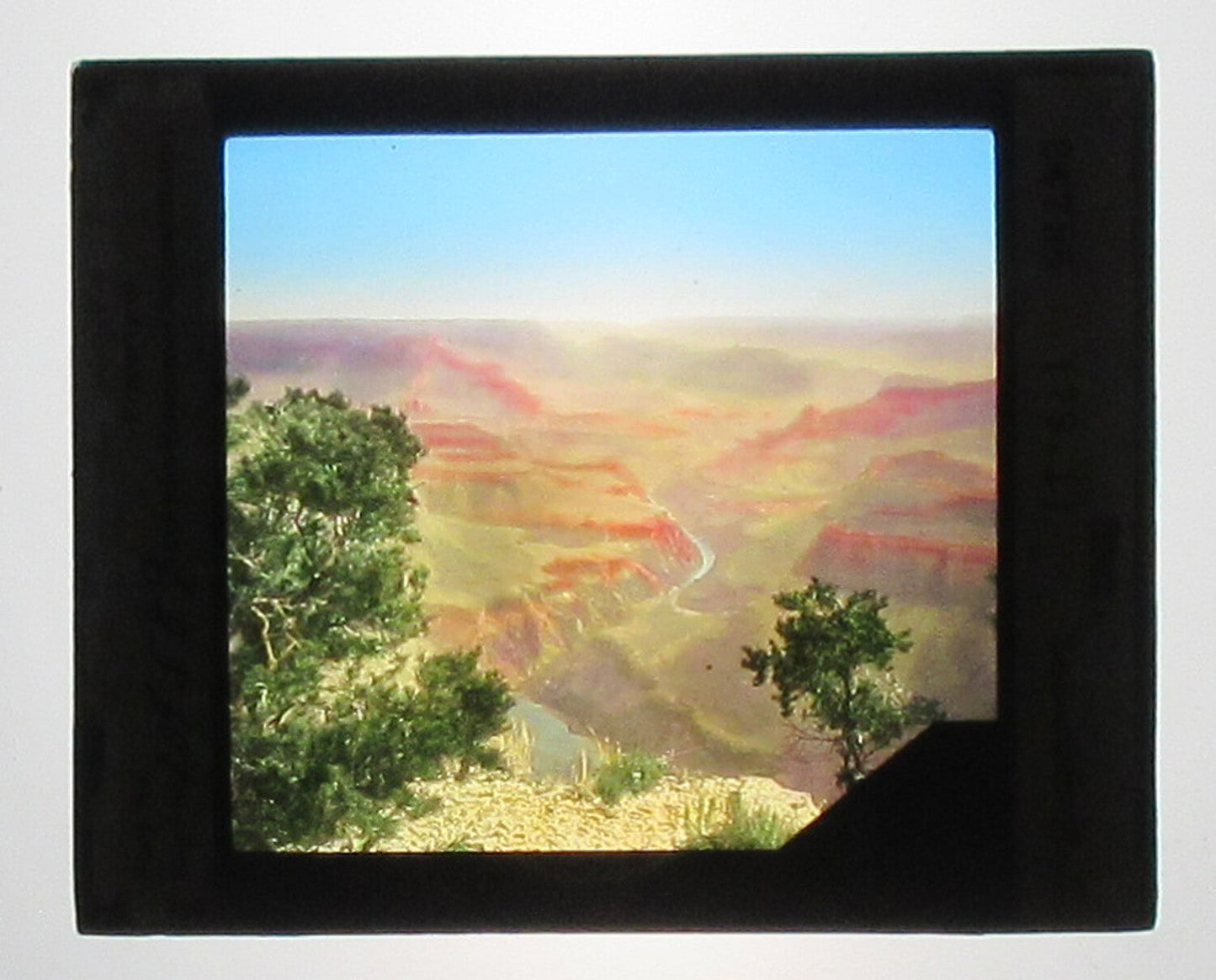 Vintage Grand Canyon Pima Point Hand-Colored Photo on Glass - Lantern Slide, 3.25x4, Original Old Photo