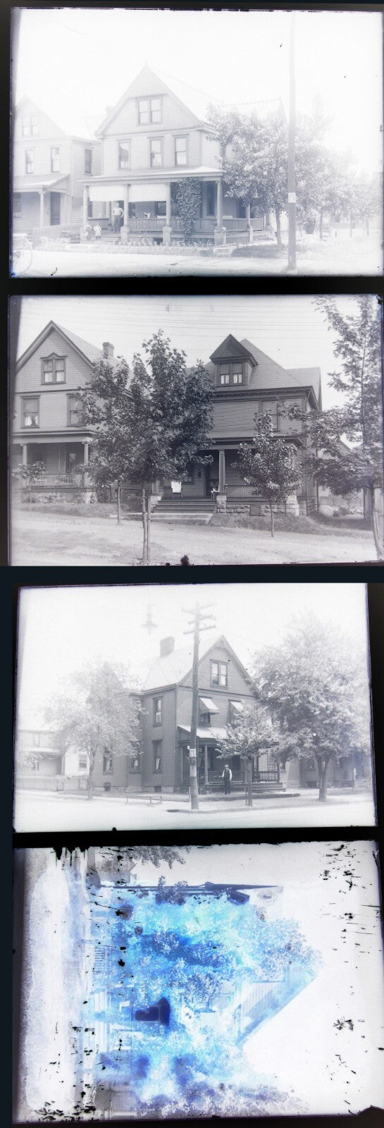 Vintage Architecture American Home Four 5x7 Glass Plate Negatives Photo