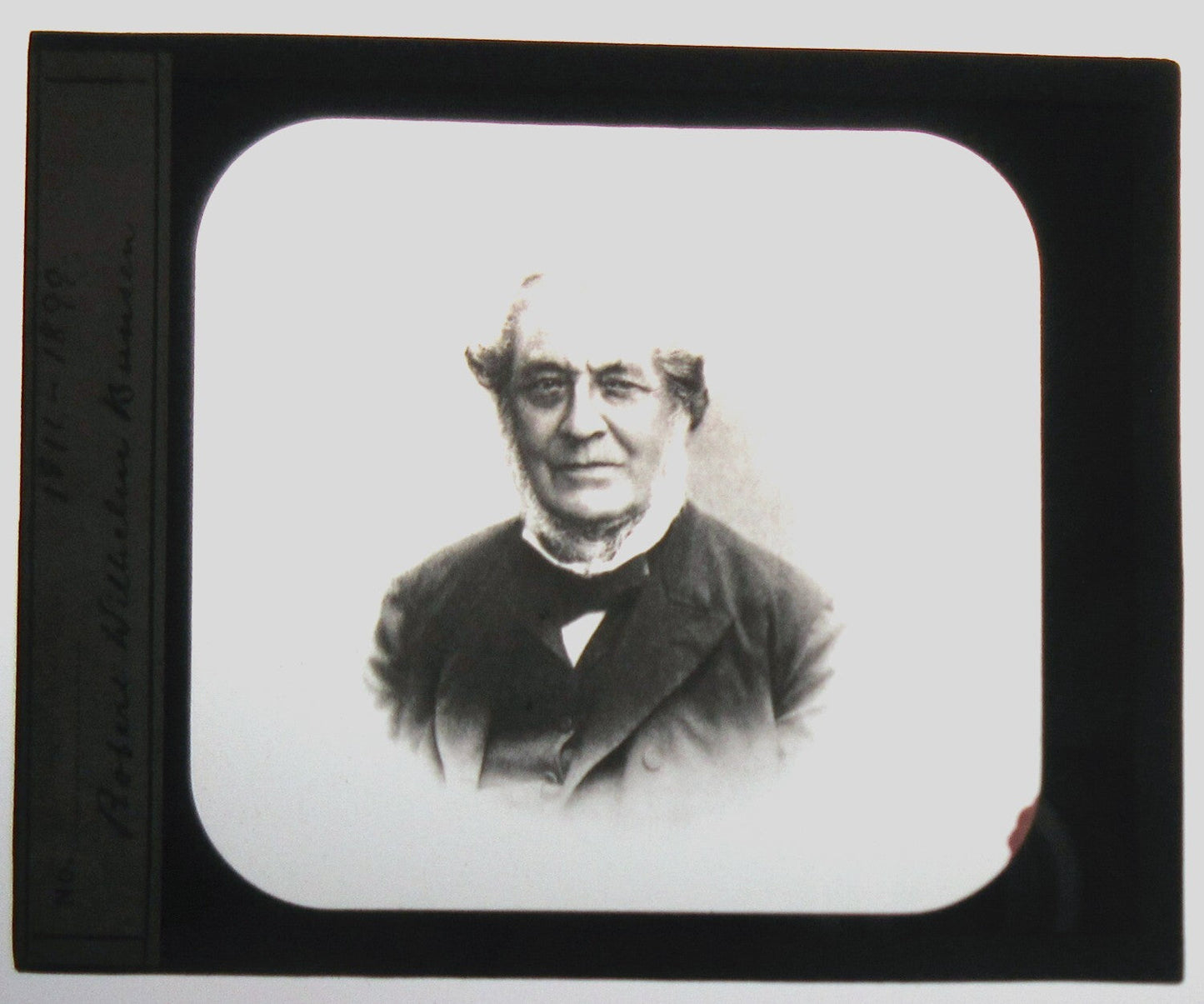 ROBERT BUNSEN, PORTRAIT. PHOTO ON GLASS. LANTERN SLIDE.