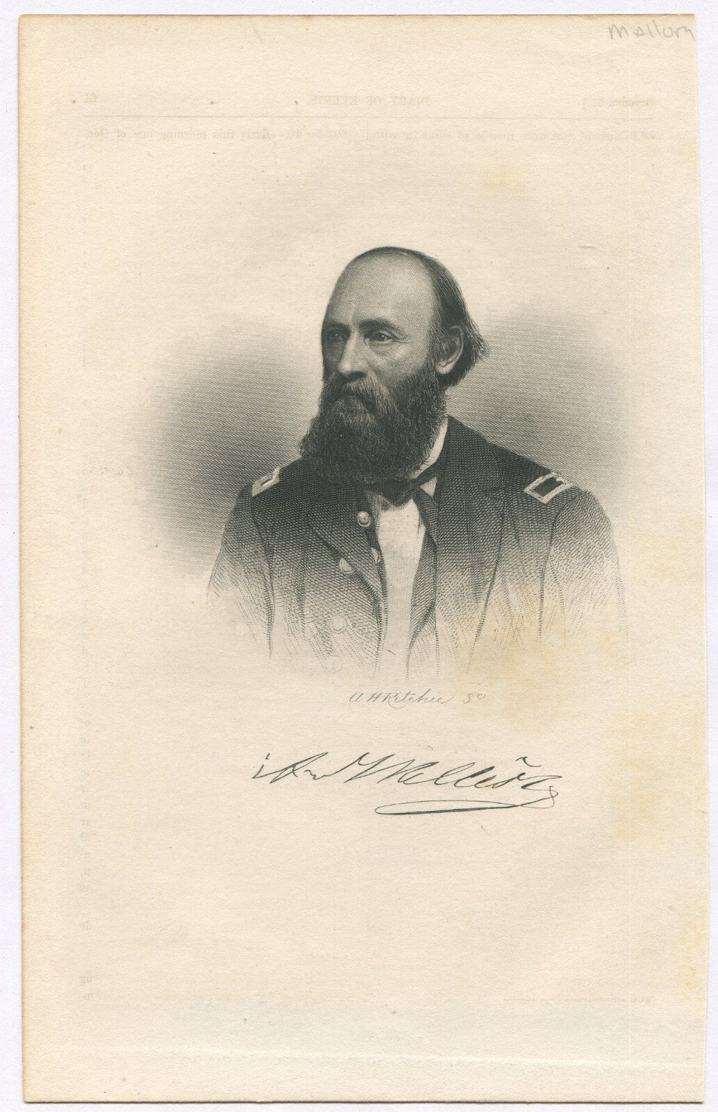 CIVIL WAR GENERAL,USA. LITHOGRAPH 9.5X6 INCHES.