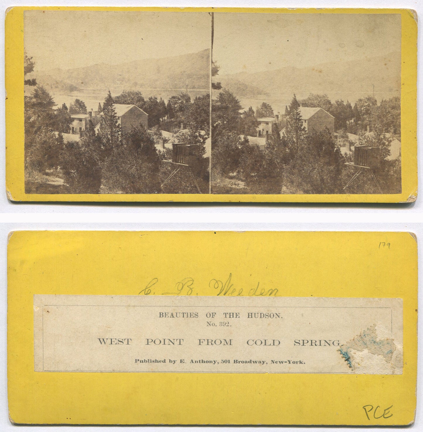 WEST POINT AND THE HUDSON. STEREOVIEW.