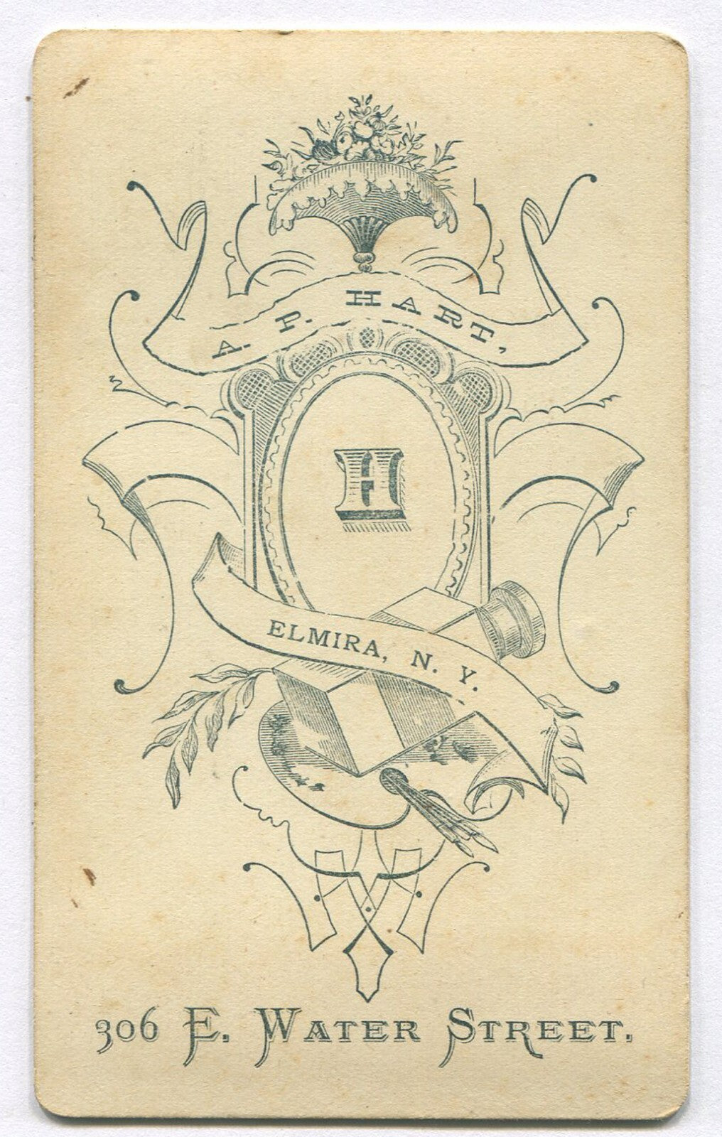 LONG FACED WOMAN W/CRUCIFIX NECKLACE. CDV. ELMIRA, N.Y.