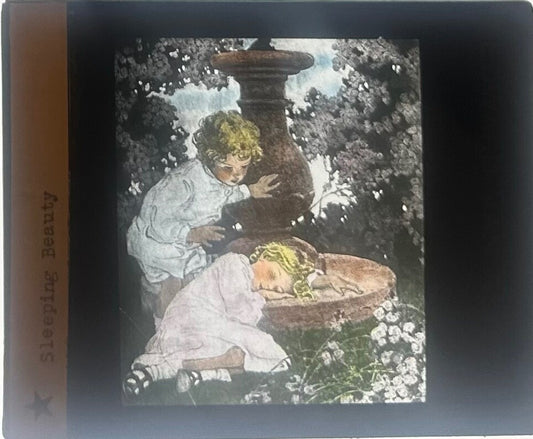VINTAGE LANTERN SLIDE  "Sleeping Beauty" by Jessie Willcox Smith 3.25X4IN