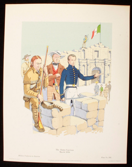 The Alamo Garrison March 1836 Illustration 11x14