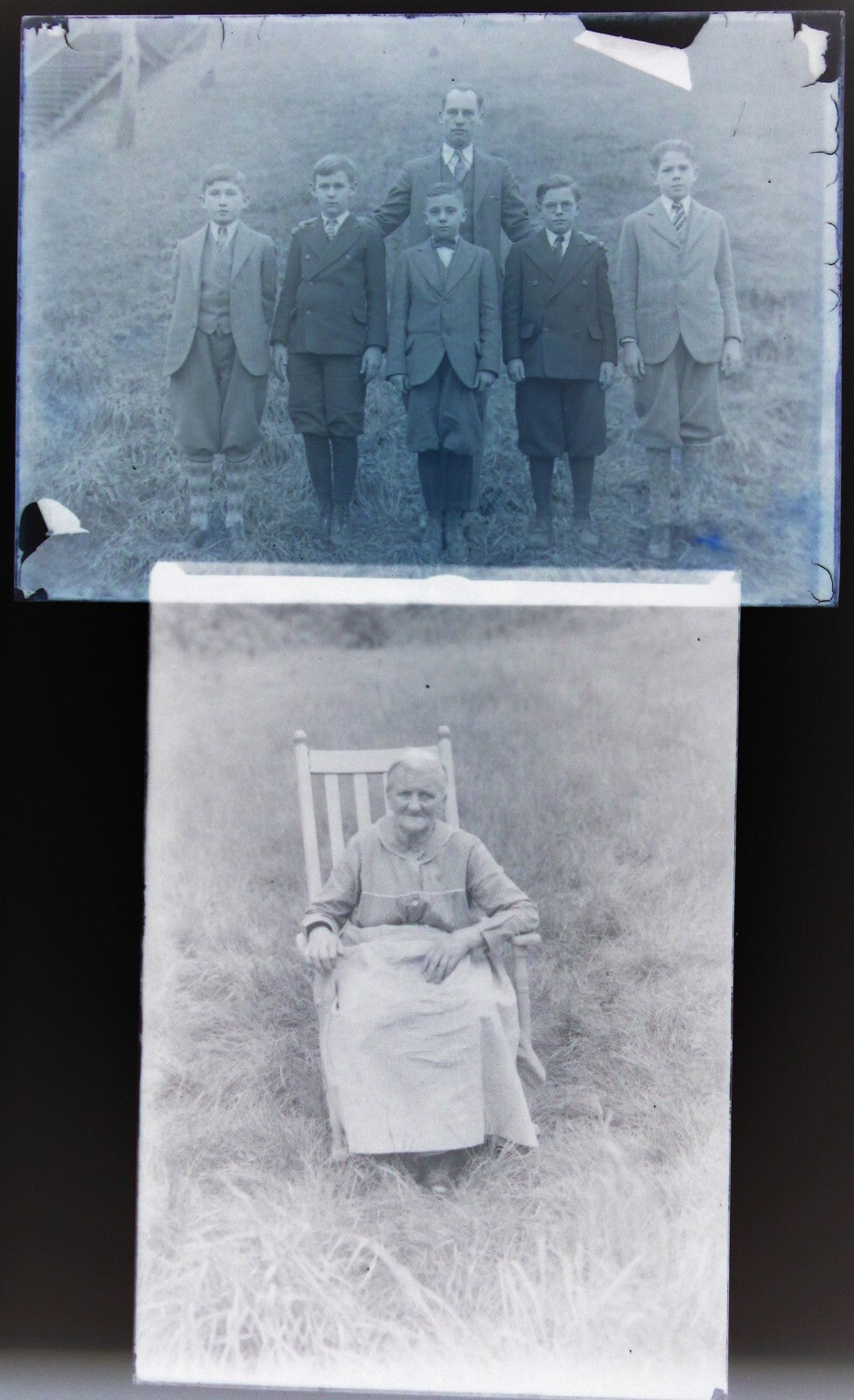 AMERICAN FAMILY. 5X7 GLASS NEGATIVES. 5 SET.